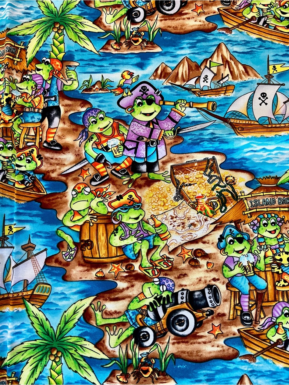 Fabric Pirate Frogs Kids Sewing Projects Clothing 2 Yards